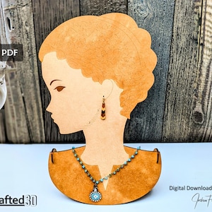 Necklace and Earring Mannequin Display Design Earring Display Stand SVG Cut File Face Pattern For Glowforge Laser Craft Business or Boutique