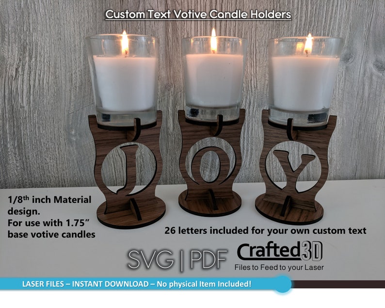 Custom Text Votive Candle holder Instant SVGPDF vector cut Etsy