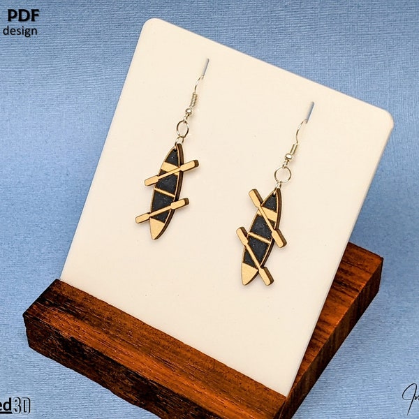Canoe Earring Design Cut File Design for Glowforge Laser - outdoor lover Gift Idea, Downloadable SVG Pattern to cut score and paint