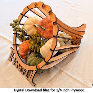 Cornucopia Thankful Basket | Instant Download SVG PDF | For Fall and Thanksgiving decorations, Table Decor for celebrations | Glowforge