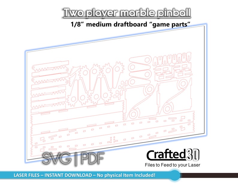 2 Player Pinball Marble Game Instant download SVGPDF cut files instructions for 1/8th inch medium draftboard mdf material 19x10.5 image 4