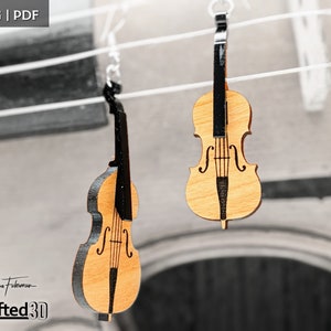 Pendiente de contrabajo y violonchelo Diseño de archivo recortado SVG Regalo para contrabajo o violonchelista Patrón de joyería para acrílico de regalo Glowforge y capa