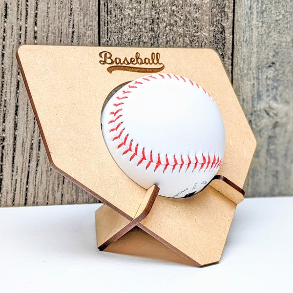 Honkbal Home Plate Trophy Stand SVG Cut File voor Glowforge baseball stand - 3mm of 5mm multiplex Display voor sportcadeau - Ondersteunt 3" bal