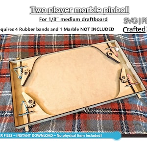 2 Speler Pinball Marble Game - Instant download SVG+PDF bestanden knippen + instructies voor 1/8e inch medium draftboard (mdf) materiaal - 19"x10.5"