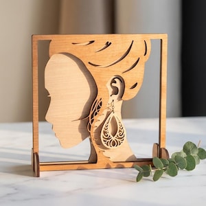 Earring Holder Display Stand SVG PDF – 10" Frame, Layered Design (Digital Download)