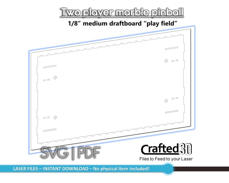 2 Player Pinball Marble Game Instant download SVGPDF cut files instructions for 1/8th inch medium draftboard mdf material 19x10.5 image 5