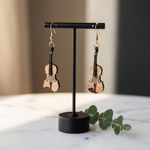 File SVG per orecchini a forma di violino, taglio laser, compensato e acrilico (download digitale)