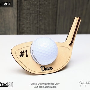 Golf Ball Trophy Stand SVG Cut File For Glowforge Trophy voor Official sized golf ball - 3mm 1/8e multiplex Display stand voor golfer cadeau