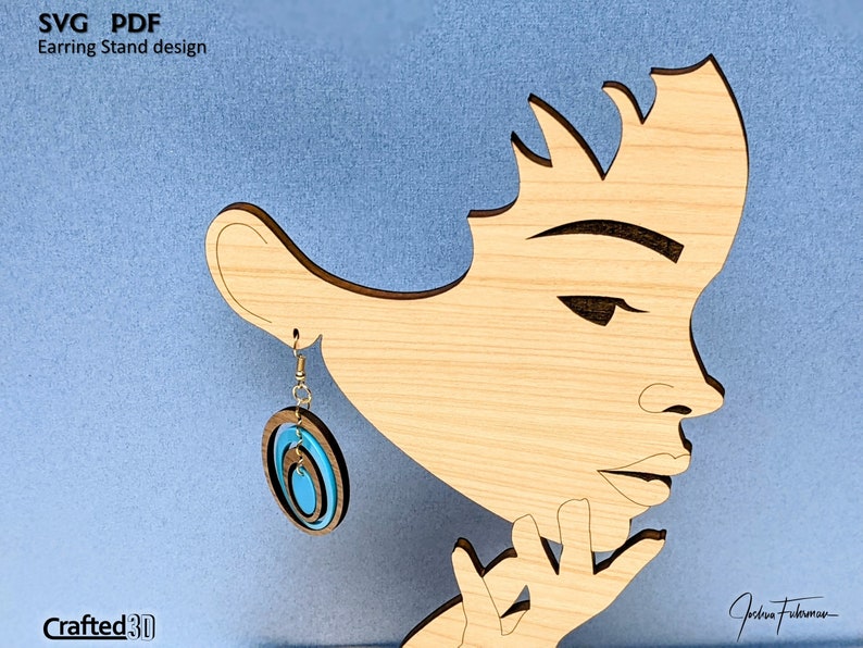 Earring Display Stand SVG Cut File Face Pattern For Glowforge Laser Craft Show Business or Boutique Mannequin Display Design for 1/4 or 1/8 image 2