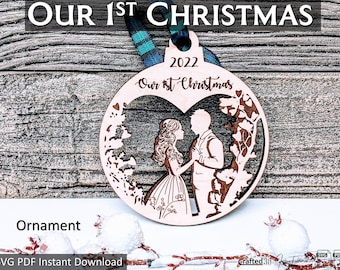 First Christmas Ornament SVG PDF | Newlywed Laser Cut File
