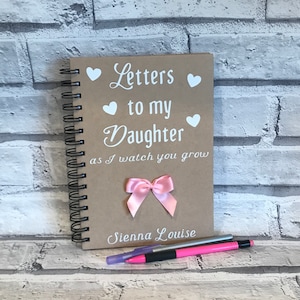 Letters to my daughter notebook, new baby gift, A5 lined notebook, memory notepad, personalised notebook, baby shower present