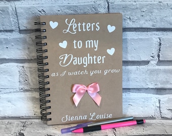 Letters to my daughter notebook, new baby gift, A5 lined notebook, memory notepad, personalised notebook, baby shower present