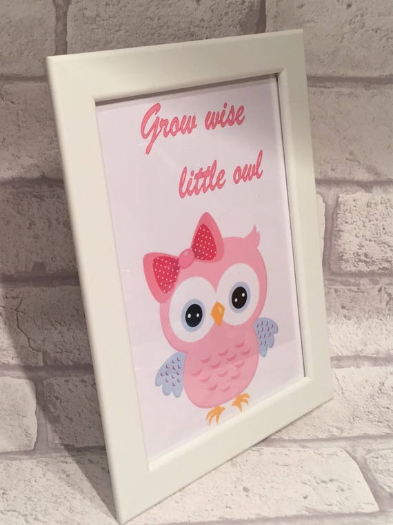Grow Wise Little Owl Frame Baby Print Nursery 50