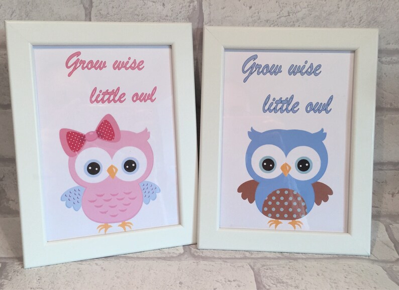 Grow Wise Little Owl Frame Baby Print Nursery Image 0
