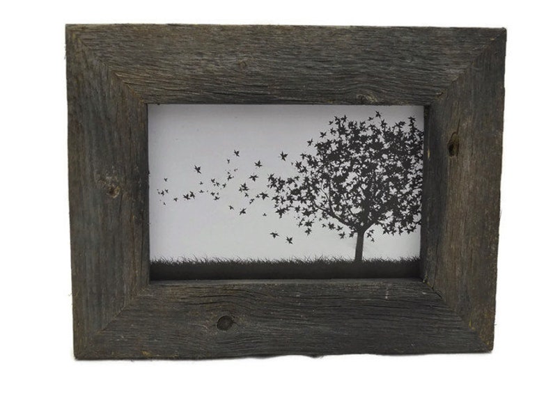 Black Washed Picture Frame Barn Wood Rustic Image 0