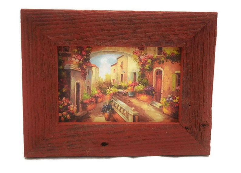 Tuscan Red Picture Frame Barn Wood Rustic Image 0