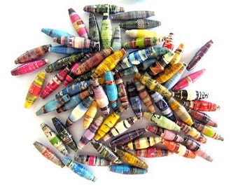 100 colorful magazine paper beads. ideal for making jewellery and other accessories according to your imagination