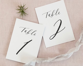 Números de mesa para bodas con caligrafía del 1 al 40 (PDF)