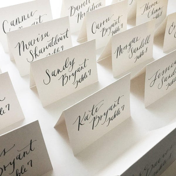 Calligraphy Escort Cards - Calligraphy Place Cards - Custom Calligraphy