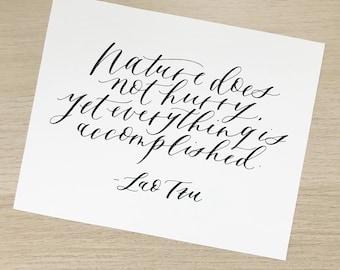 Impresión de cita de naturaleza de caligrafía – Lao Tzu Giclée Art