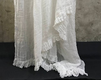 Tenda a balze in lino Sisi, stile vintage trasparente, pannello per finestra shabby chic