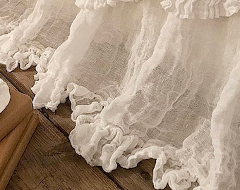 Linnesängkjol "Sisi" med 7,5 cm volang – Samlad Shabby Chic-panel med volangmönster – transparent linne