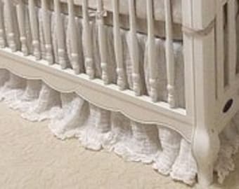 Linen Crib Bed Skirt – Shabby Chic Ruffle, Many Colors