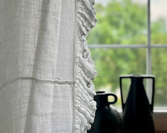 Tenda in lino trasparente Sisi con volant: stile vintage shabby chic