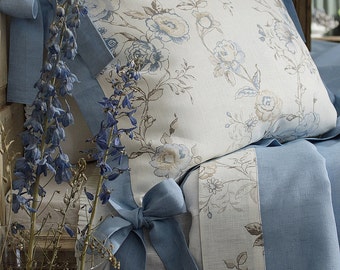 OUTLET- last pcs- 40% off RRP, Luxury Linen Clarisse pillow case with flange and ties, pure linen pillow case - shabby chick euro sham