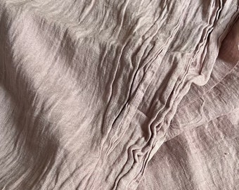 Pure linen fabric by yard - dusty pink - soft, washed linen fabric