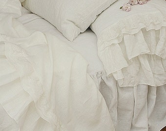 Foglio decorativo superiore lino 'Grace', Queen Size, lenzuola in lino, lenzuolo di lino decorativo, lenzuolo