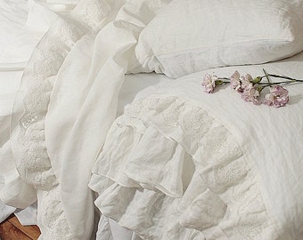 Only one - Linen flat sheet 'Grace' King Size,  linen bedding, decorative linen sheet, top sheet