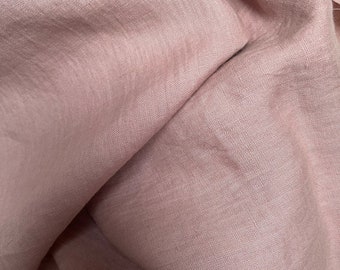 SPECIAL OFFER - 100% linen fabric by yard - dusty pink - soft, washed linen fabric