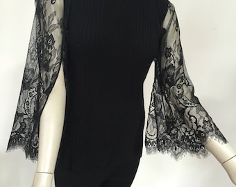 Black Floral Lace Shrug. Black Sheer Mesh Lace Shrug. Black Covers and Tops. Elegant Lace Sheer Tops. One Size.