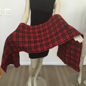Red Multi Plaid Scarf. Red Tartan Scarf. Women&#39;s Christmas Holiday Scarf. Gift for Her.