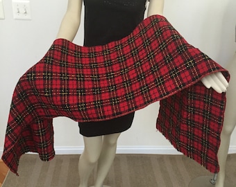 Red Multi Plaid Scarf. Red Tartan Scarf. Women's Christmas Holiday Scarf. Gift for Her.