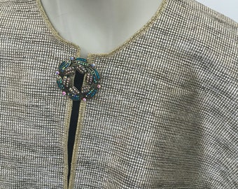 Iridescent Gold Cape. Women's Sparkly Gold Mini Cape. Metallic Layering Piece. One Size.