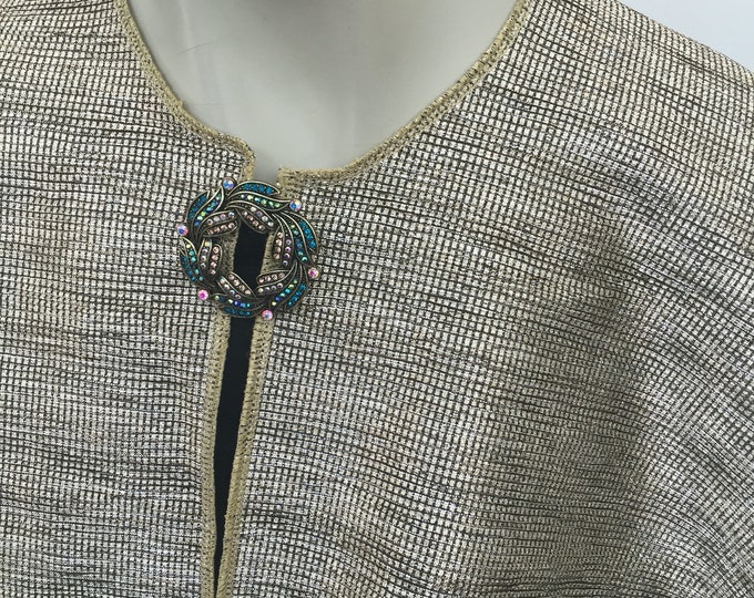 Iridescent Gold Cape. Women's Sparkly Gold Mini Cape. Metallic Layering Piece. One Size.