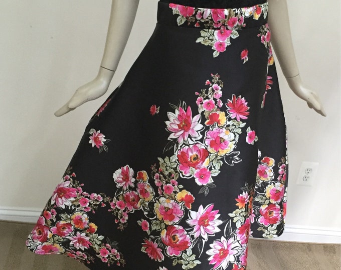 Made to Order. Full Floral Midi Skirt. Elegant A-Line Ankle Length Skirt. Women's Skirts for Special Occasions. Custom Skirt for Her.
