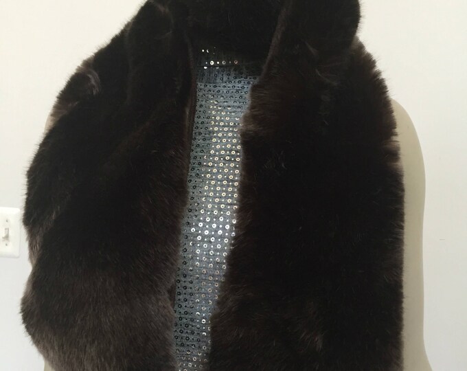 Woman's Brown Faux Fur Scarf. Bronze Faux Fur Stole. Sustainable Fur Wrap. Elegant Christmas Gifts for Women.