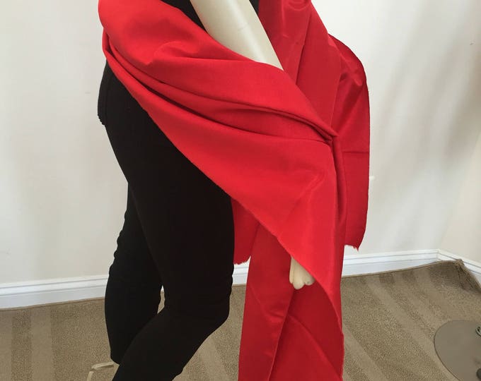 Extra Long Elegant Red Wrap Scarf. Bright Red Polished Rayon Scarf. Formal Wraps and Scarves.