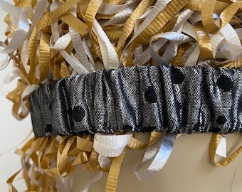 Grey and Black Polka Head Band. Multi-use Handmade Hair Scrunchies and Wristbands. Jacquard Hair Band. One Standard Size.