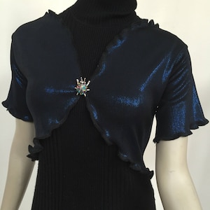 Royal Blue Lurex Shrug. Women&#39;s Elegant Evening Shrug. Iridescent Glittery Tops. Formal Sparkly Bolero Jacket. Gifts for Her.