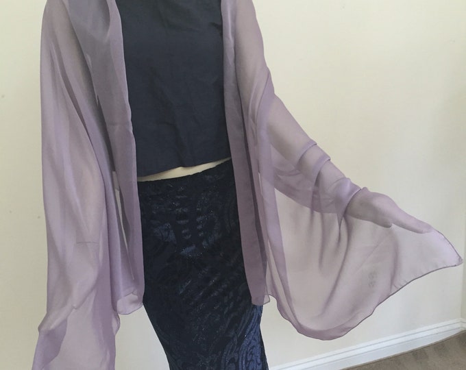 Luxurious Violet Muse Cationic Chiffon Scarf. Women's Orchid Crinkled Chiffon Wrap. Long Wedding Scarves. Luxurious Sheer Scarves and Wraps.