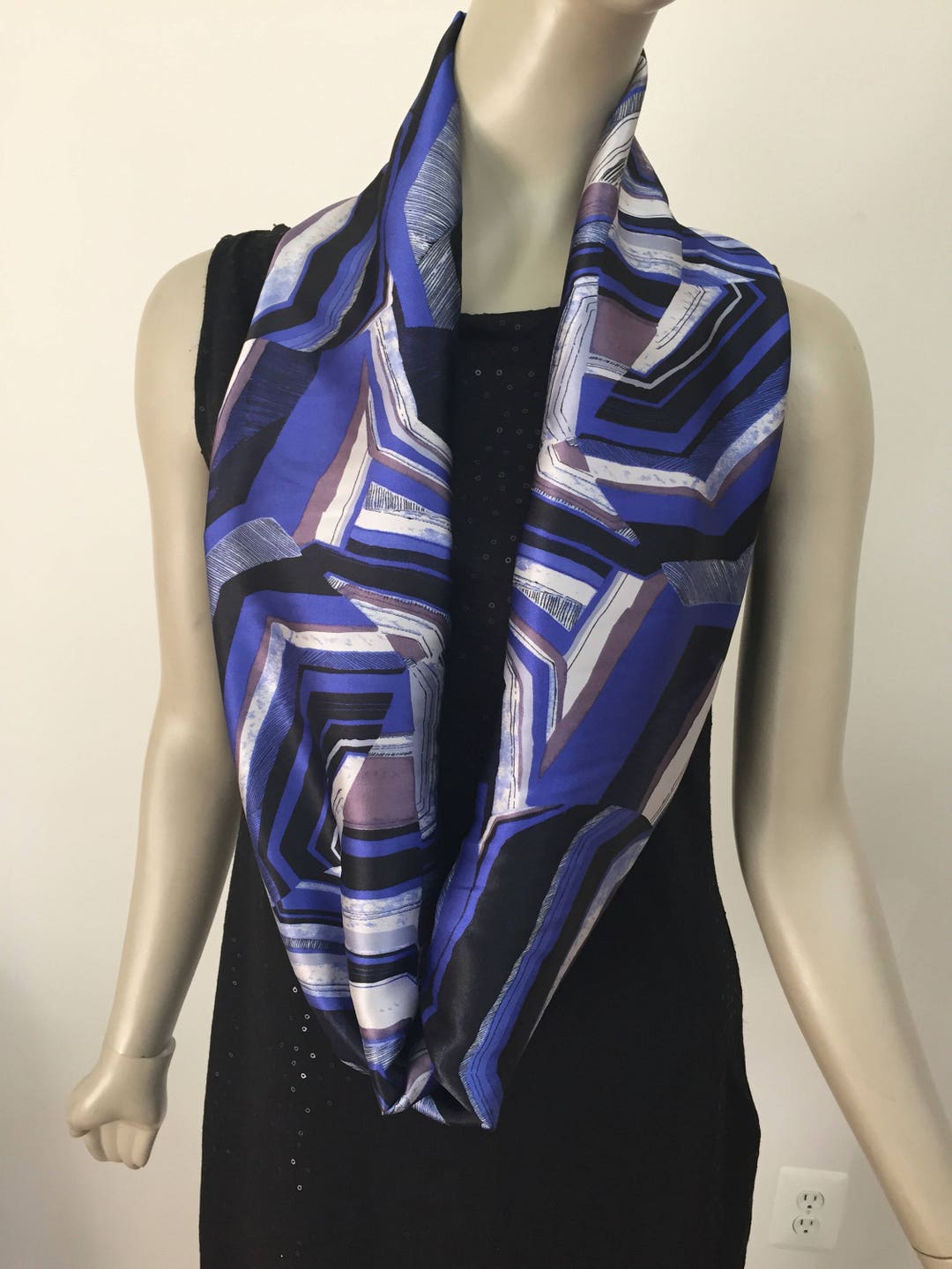 Royal Blue Silk Infinity Scarf. Women's Genuine Silk Circle Scarf ...