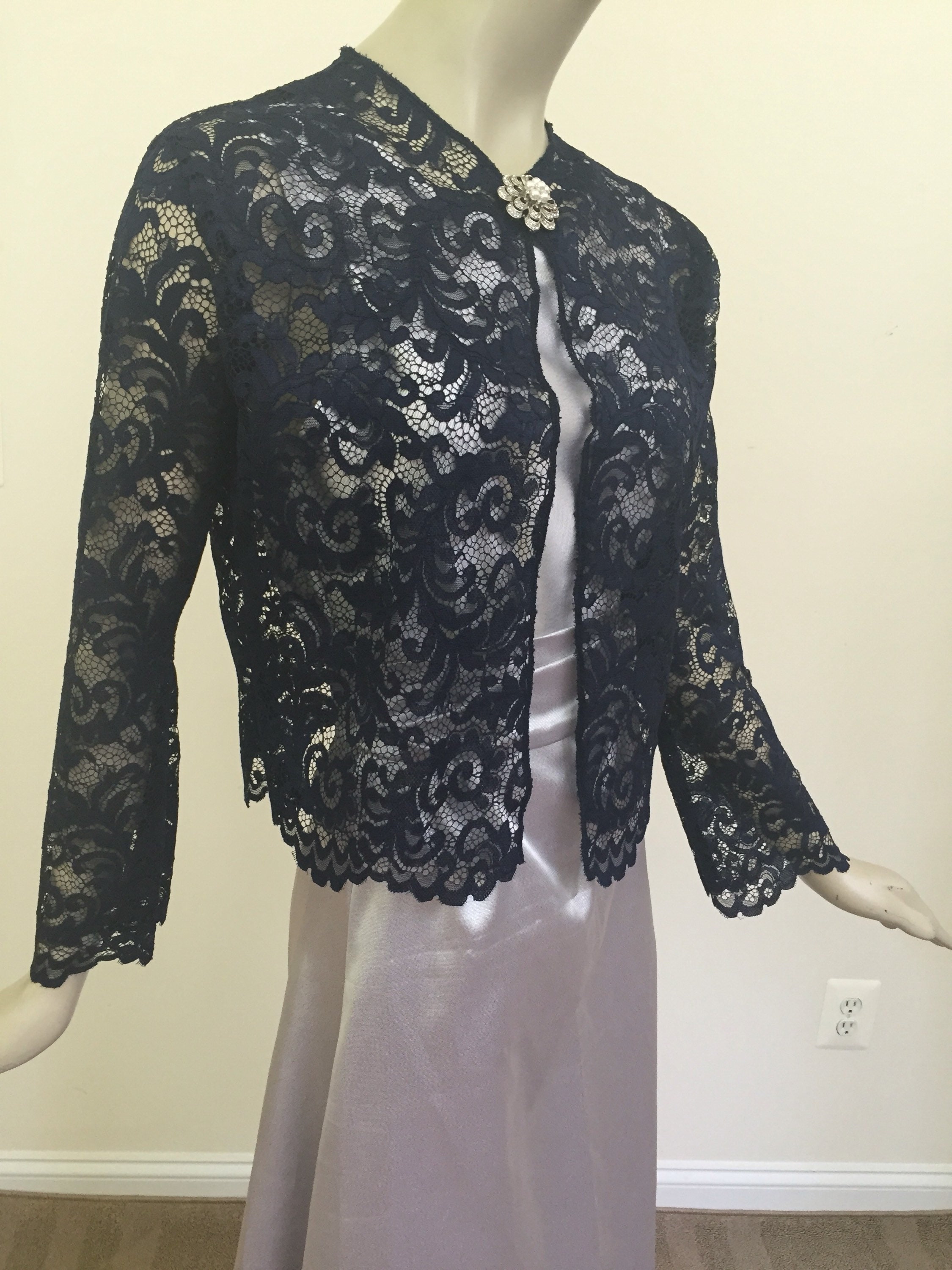 Navy Blue Lace Jacket. Blue Long Sleeve Lace Jacket. Etsy