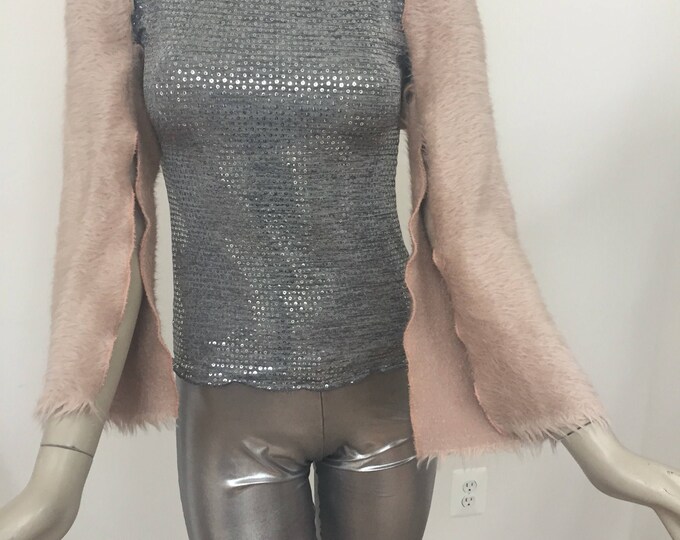 Tea Rose Wool-Cashmere Shrug. Convertible to Scarf with Snap Buttons. Blush Pink Wool Jacket. Gifts for Women.