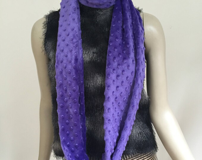 Purple Plush Fleece Infinity Scarf. Velvet Neck Warmer. Cold Weather Accessory for Women