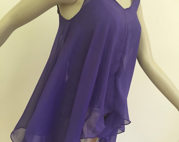 Purple Chiffon Asymetrical Top. Sheer Sleeveless Top. Beach Cover up. Women's Summer Wear