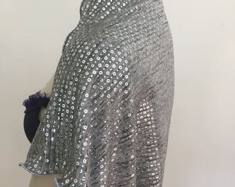 Silver Sequin Mini Shrug. Women's Evening Scarves. Formal Wear Accessories. Sparkle Dazzle Wrap